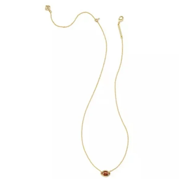 Kendra Scott Enamel Football Pendant Necklace  14K Gold Over Brass 19" - Picture 2 of 6